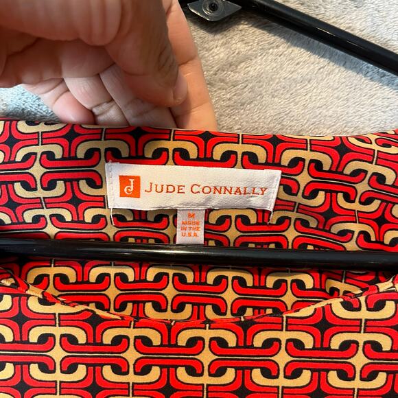 Jude Connally‎ Sabine Dress Chain Link Geo Size Medium Jude Cloth Red Brown - Picture 7 of 7